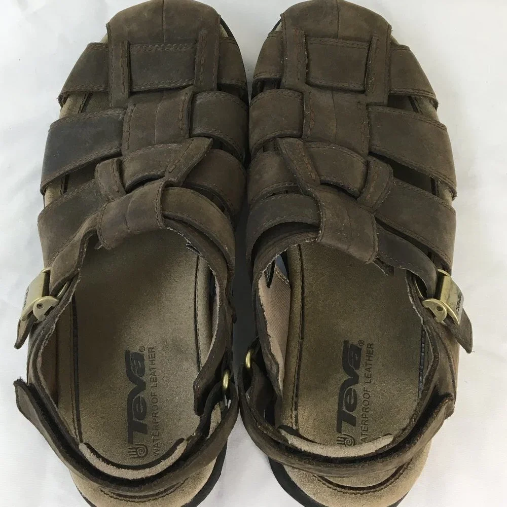 Teva Mens Hammer Leather Weave Fisherman Sandals Size 11 GREAT Pre-Owned